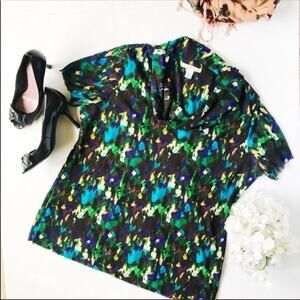 Kenneth Cole New York Abstract Printed Cowl Neck S/S Top Women's Size 2X